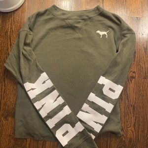 PINK vs long sleeve green tee